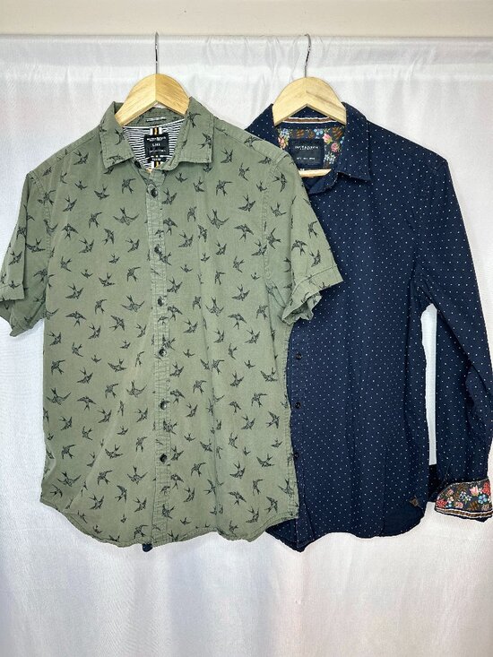 Denim & Flower Other - Denim & Flowers Lot of 2 Casual Button Down Shirts, SZ Large Preppy Dotted Birds